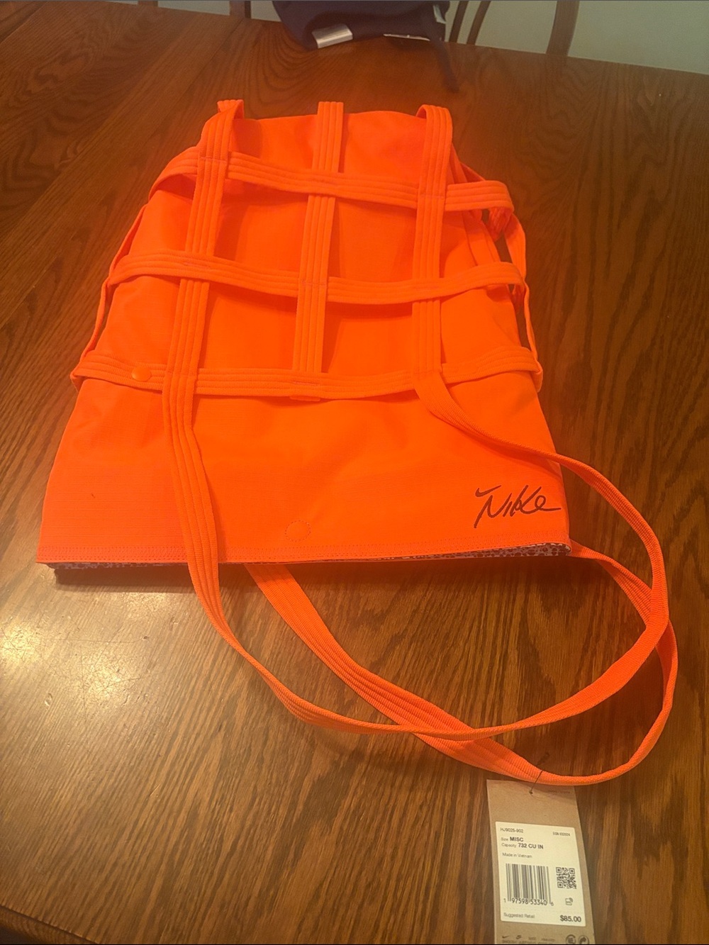 Nike Neon Orange Woven-Strap Tote